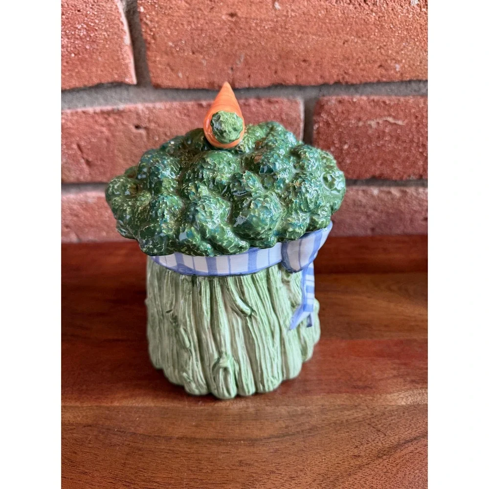 Vintage Fitz & Floyd Ceramic Broccoli Carrot Canister Cookie Jar